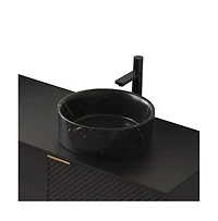 Busdays 14 Inch Round Ceramic Bathroom Sink with Stone Pattern No Faucet No Cabinet