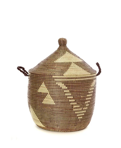 African Modern Cream Tribal Design Basket