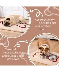 Aronkl Absorbent Chenille Dog Food Mat Non-Slip Washable Quick Dry Pet Mess Mat
