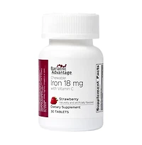 Bariatric Advantage Iron 18 Milligram with Vitamin C Chewable Ferronyl Carbonyl Iron Gentle on Stomach Strawberry 30 Count