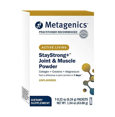 Metagenics StayStrong Plus Joint and Muscle Powder Collagen and Creatine Monohydrate Blend Joint Comfort, Muscle Strength and Mobility 7 Stick Packs