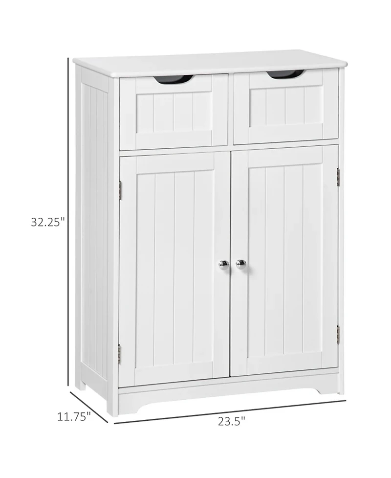 Clihome Modern Storage Cabinet, Mdf Floor Cabinet with 2 Drawers 3 Adjustable Shelves