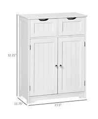 Clihome Modern Storage Cabinet, Mdf Floor Cabinet with 2 Drawers 3 Adjustable Shelves