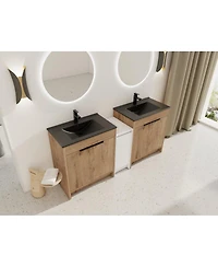 Sillysis Inch Freestanding Double Bathroom Vanity Set with Ceramic Sinks, Plywood Cabinets