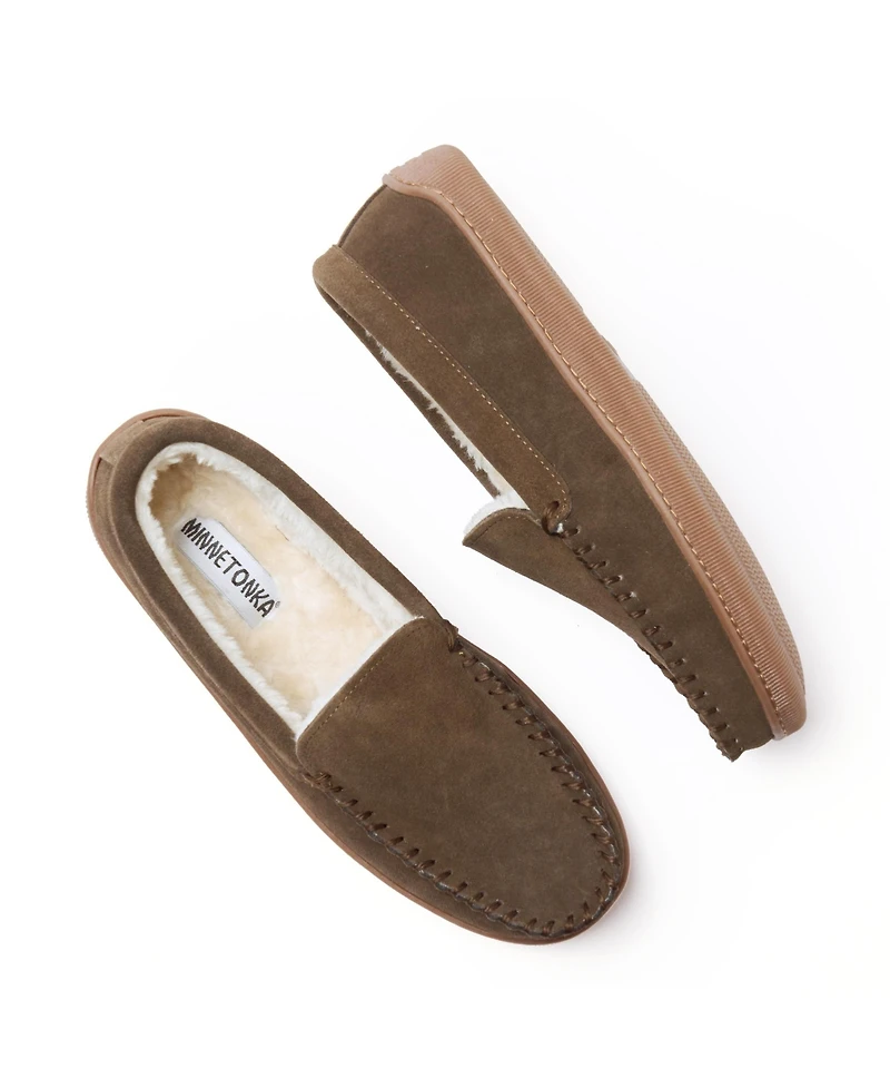 Minnetonka Men's Suede Pile Lined Hardsole Venetian Slippers
