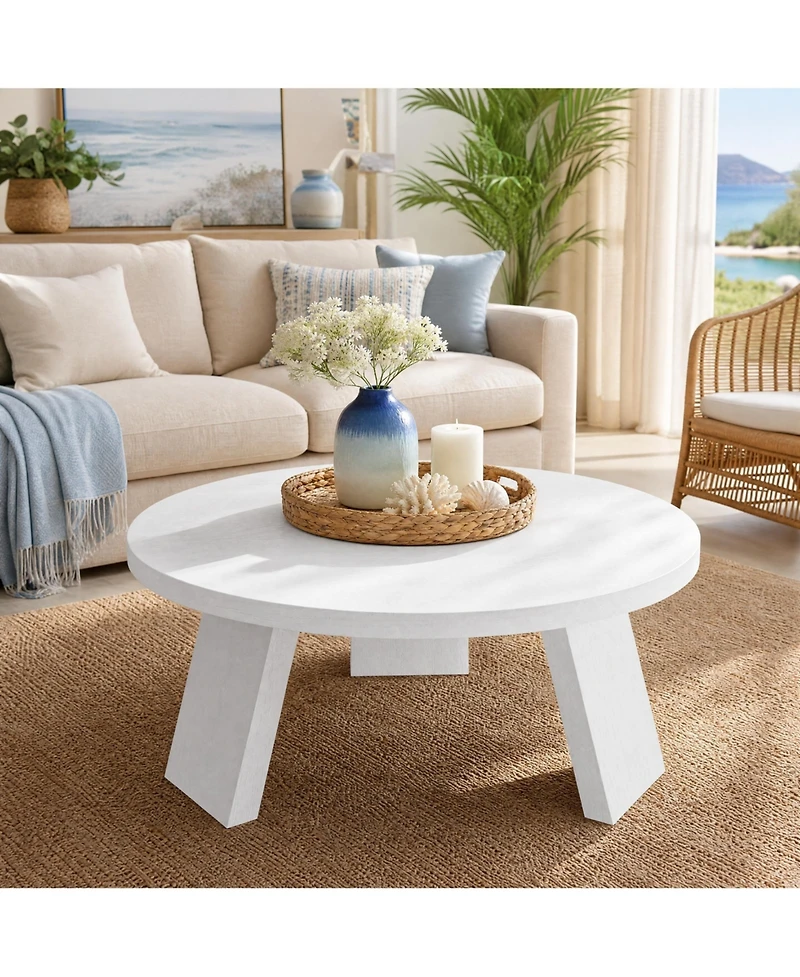gaomon Round Wood Coffee Tables for Living Room,Circle Coffee Table,for Apartment