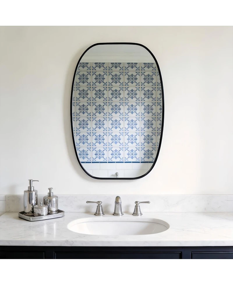 Laoties 20" x 30" Oval Bathroom Vanity Mirror, Metal Framed Wall Mirror for Bedroom and Entryway