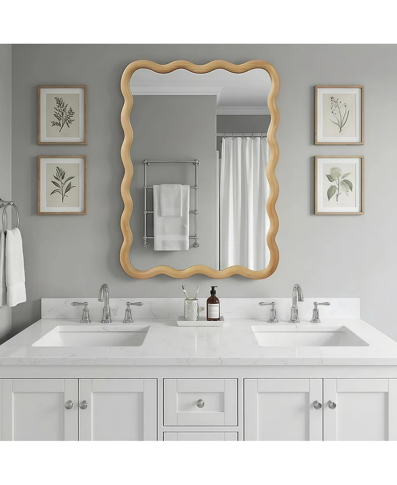 Laoties 20" x 30" Wood Wall Mirror, Rectangular Bathroom Vanity Mirror for Entryway and Bedroom