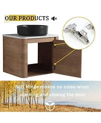 Sillysis Inch Wall Mounted Bathroom Vanity with Ceramic Vessel Sink