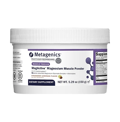 Metagenics MagActive Magnesium Muscle Powder Highly Absorbable Magnesium Supplement for Workout Recovery 150 Gram, Strawberry Lemonade Flavor