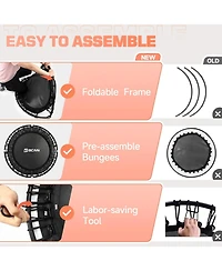 Bcan 450/550LBS Foldable Mini Trampoline for Adults, 40/48 inches Fitness Rebounder with Bungees, Quiet Stable Exercise