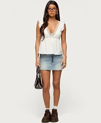 Edikted Women's Meadow Linen Look Lacey Top
