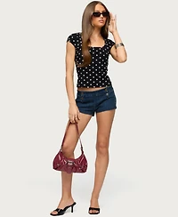 Edikted Women's Mookie Square Neck Polka Dot Top