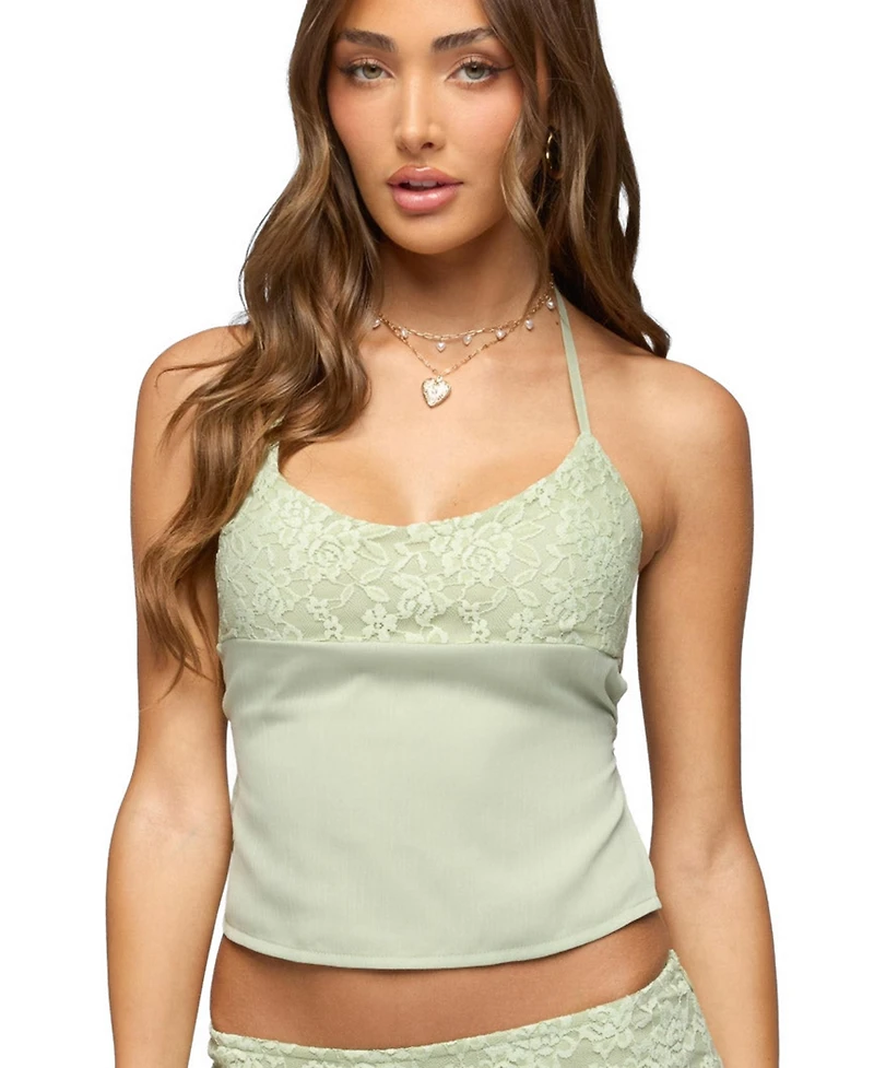 Edikted Women's Evia Lacey Backless Halter Top