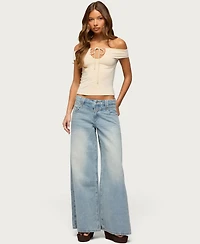 Edikted Women's Kaite Off Shoulder Cutout Tie Top