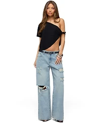 Edikted Women's Asymmetric Twisted Off Shoulder Top