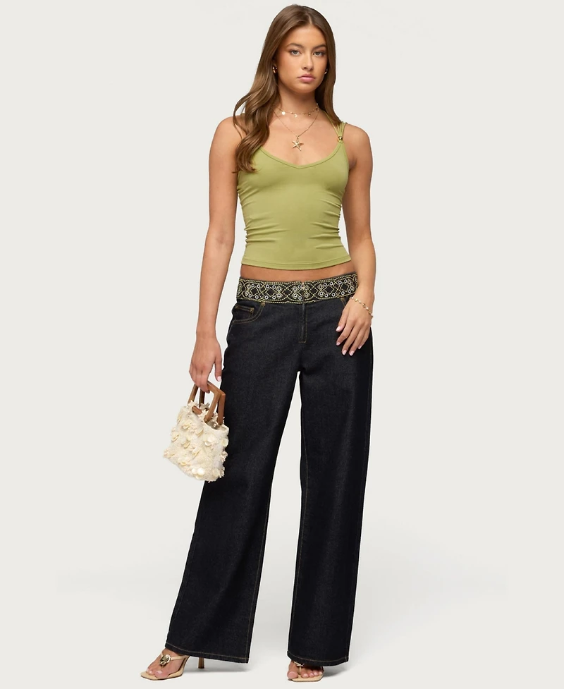 Edikted Women's Vinney Strappy Bead V Neck Top