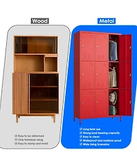 Boyel Living 9-Door Metal Locker with Business Card Holders and Hooks, Vented Employee Storage Cabinet for Gym Office