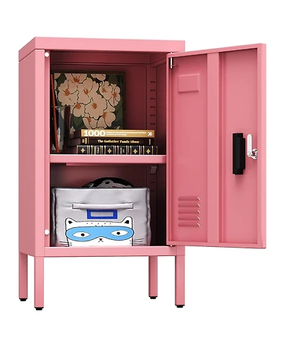 Boyel Living 24.4" Small Metal Locker Cabinet with Lock and Adjustable Shelf, Vented Storage Organizer for Home Office
