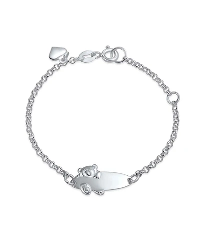 Bling Jewelry Petite Bear Charm Blank Name Identification Id Bolo Bracelet .925 Sterling Silver 5- 6 inch Adjustable