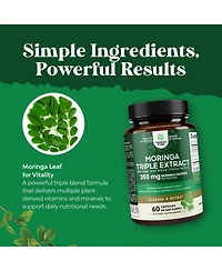 Nature's Craft Moringa Capsules Triple Extract Immune and Oxidative Stress Support, Non Gmo 60 Capsules