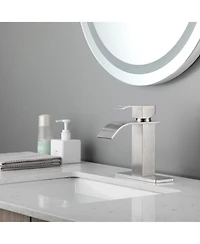 Phying Waterfall Spout Bathroom Faucet,Single Handle Bathroom Vanity Sink Faucet