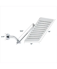Phying 10 Inch Square Rainfall Shower Head High Pressure Stainless Steel Bath Shower Head Modern Fixed Mount Large Coverage Bathroom Shower