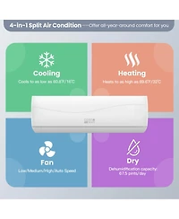 18000 Btu Mini Split Air Conditioner & Heater 19 SEER2 1250 Sq. Ft Coverage
