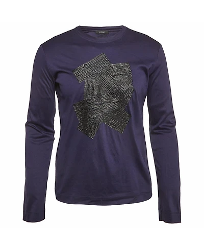 Pre-Owned Versace Men's Leather Applique Jersey T-Shirt