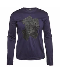 Pre-Owned Versace Men's Leather Applique Jersey T-Shirt