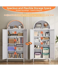 Boyel Living Metal Arched Storage Cabinet with Doors, Farmhouse Cupboard and Pantry with Adjustable Shelves