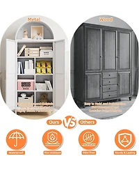 Boyel Living Metal Arched Storage Cabinet with Doors, Farmhouse Cupboard and Pantry with Adjustable Shelves