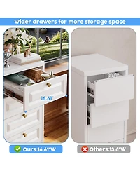Boyel Living 39" Metal Bathroom Storage Cabinet with 5 Drawers, Freestanding Floor Organizer with Adjustable Feet