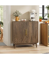 Boyel Living 31.5" Carved Sideboard Buffet Cabinet with Storage, 2-Door Accent Cabinet with Adjustable Shelves for Living Room, Kitchen and Entryway