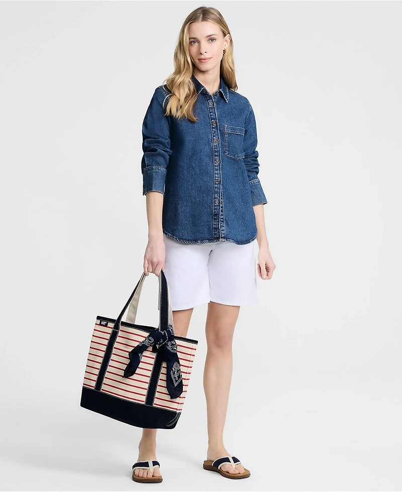 Lands' End Women's Soft Denim Twill Button Front Shirt