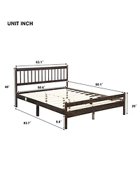 Rainsken Queen Bed Frame, with Headboard and Footboard, Pinewood Strengthened No Box Spring