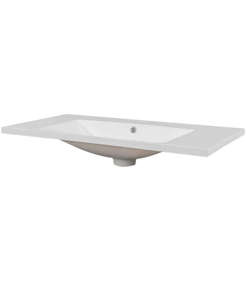 Midola 36" Single Bathroom Vanity Top with Basin, 3-Faucet Holes, Ceramic, for Bathroom