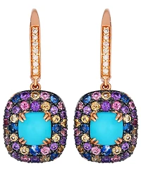 Le Vian Robin's Egg Blue Turquoise Cushion Cut, Multi-Gemstone (2-7/8 ct. t.w.) & Nude Diamond (1-1/10 ct. t.w.) Drop Earrings in 14k Strawberry Gold