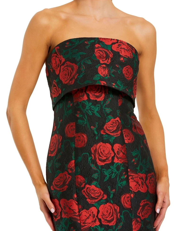 Mac Duggal Women's Strapless Floral Brocade Mermaid Gown
