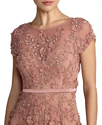 Mac Duggal Women's Floral Embellished Cap Sleeve Midi Dress