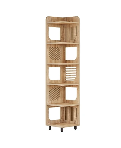 Slickblue 71 Inch Narrow Corner Bookshelf with Display and Storage Rack