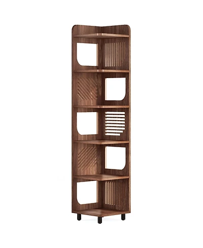 Slickblue 71 Inch Narrow Corner Bookshelf with Display and Storage Rack