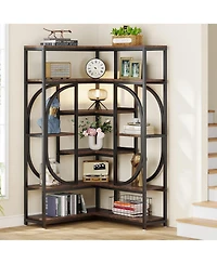 Slickblue L-Shaped Corner Bookcase with 7 Open Shelves