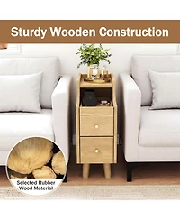 Slickblue 2 Piece Nightstands with Pull-Out Tray and Storage Drawers