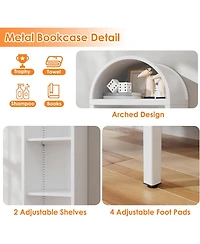 Boyel Living 63" H Arch Display Bookcase, Metal Pantry Storage Shelf with 2 Adjustable Shelves for Kitchen Office