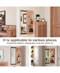 Laoties Modern Wall Mounted Full Length Mirror with Shelf and Hooks for Bedroom Entryway
