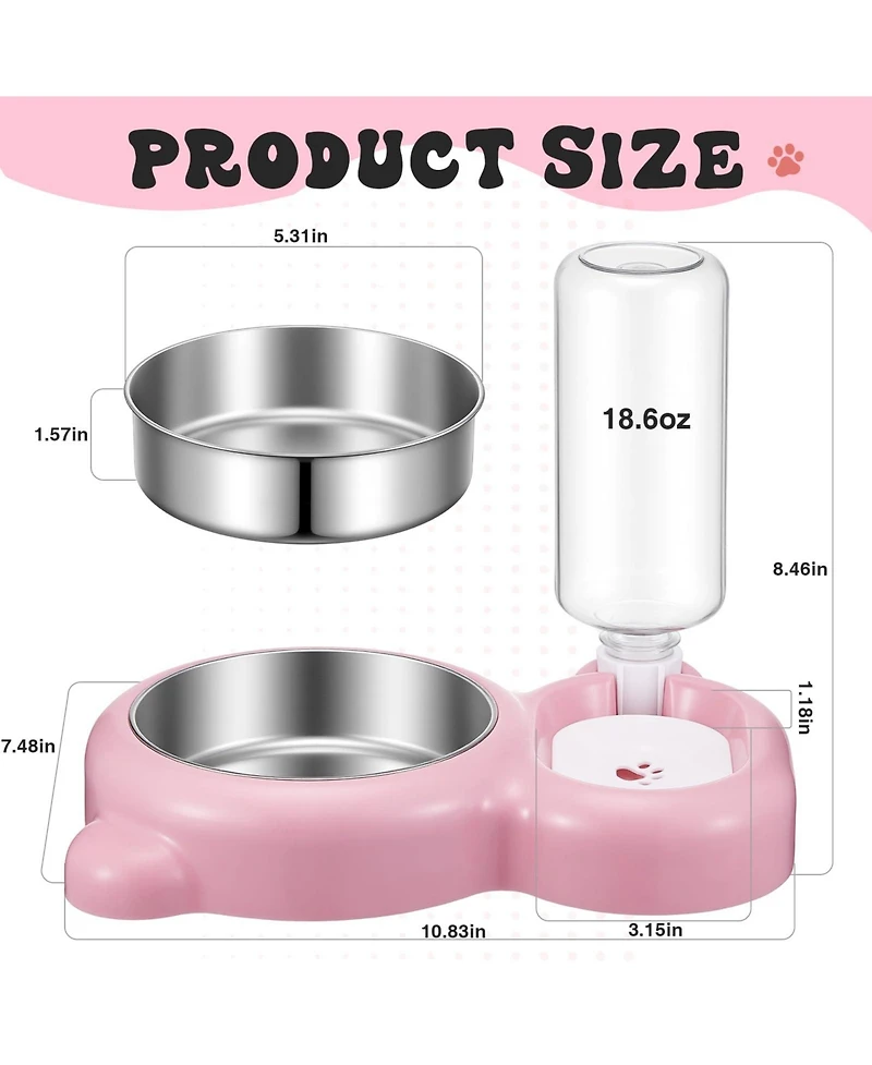 Aronkl Cat Dog Food Water Bowl Set with Silicone Mat Automatic Water Dispenser
