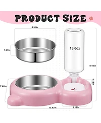 Aronkl Cat Dog Food Water Bowl Set with Silicone Mat Automatic Water Dispenser