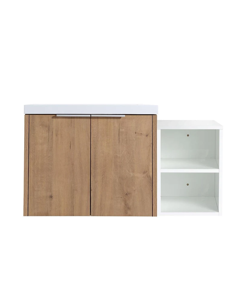 Sillysis Inch Wall Mounted Bathroom Vanity with Resin Sink, Plywood Cabinet