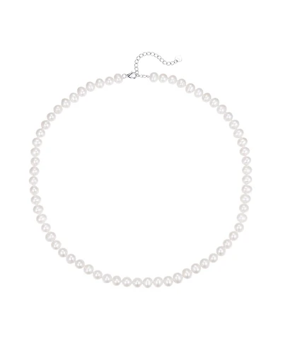 Miss Circle Women Freshwater Pearls Necklace with White Gold Vermeil